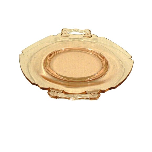 Snack Tray Serving Dish Double Handle Transparent Light Pink Glass Small Vintage - Picture 2 of 8